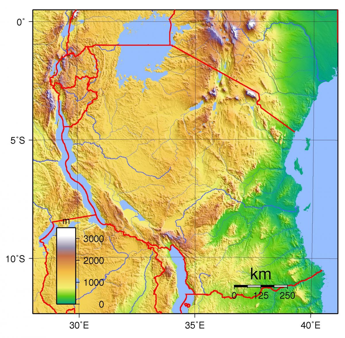 Tanzanya topografik harita