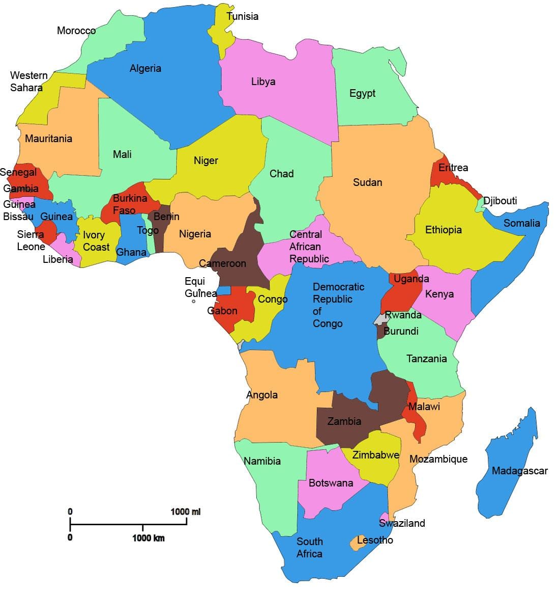 Afrika haritası Tanzanya gösteriliyor