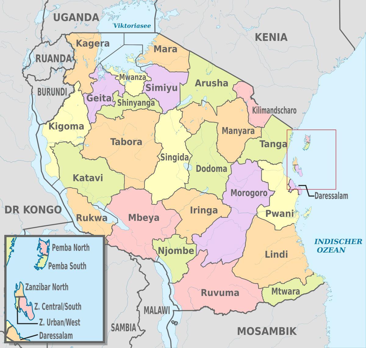 yeni bölgeler ile Tanzanya göster 