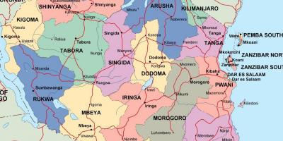 Tanzanya haritası siyasi