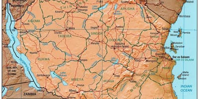 Tanzanya haritası tarihi yerleri gösteren 